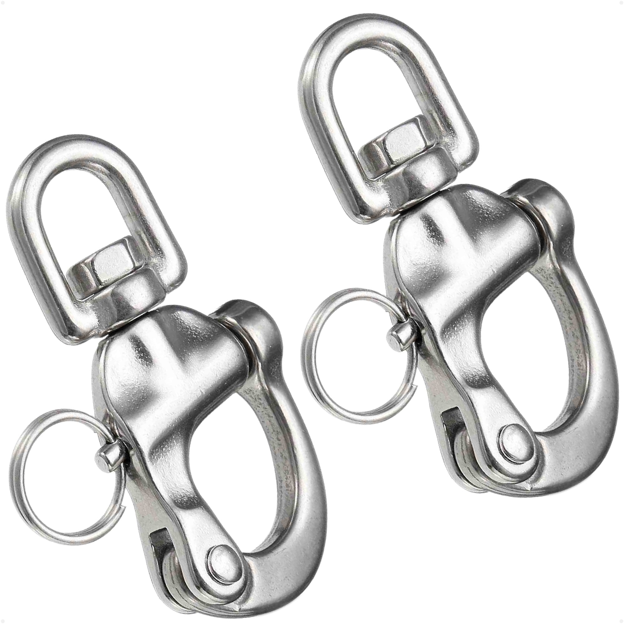 2-3/4" Pin Release Snap Shackle with Swivel Eye, AISI316 Stainless Steel, 2-Pack - FO443-M2