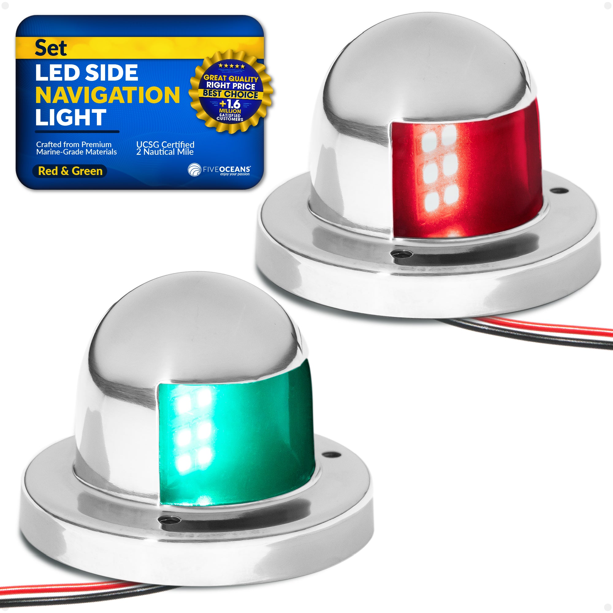 LED Bow Light set, Red and Green, Horizontal - FO4431-C1 - Five Oceans