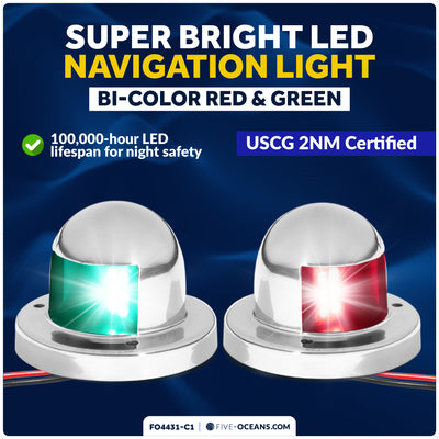 LED Navigation Side Lights - Horizontal Mount, 12V - 2NM