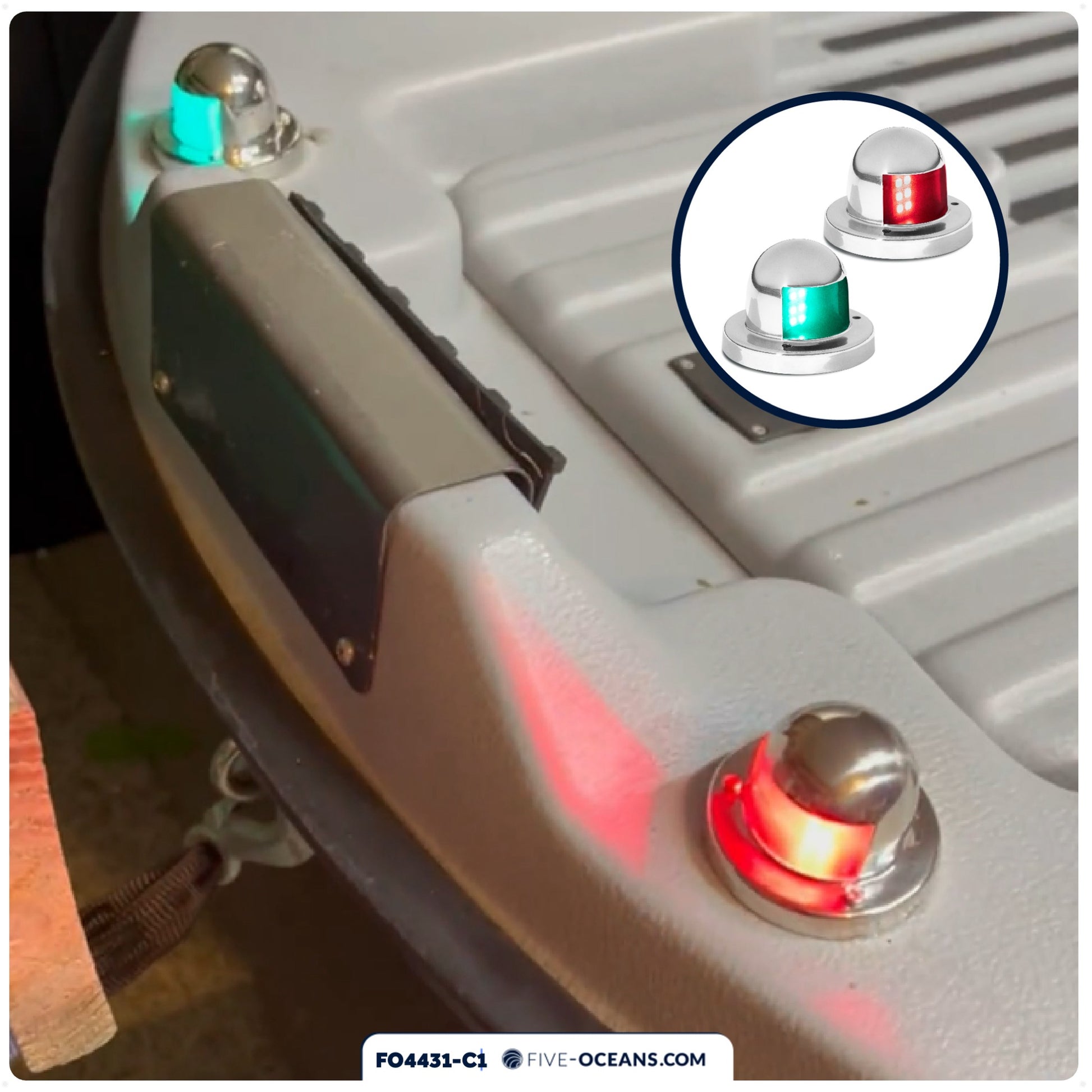 LED Bow Light set, Red and Green, Horizontal - FO4431-C1 - Five Oceans