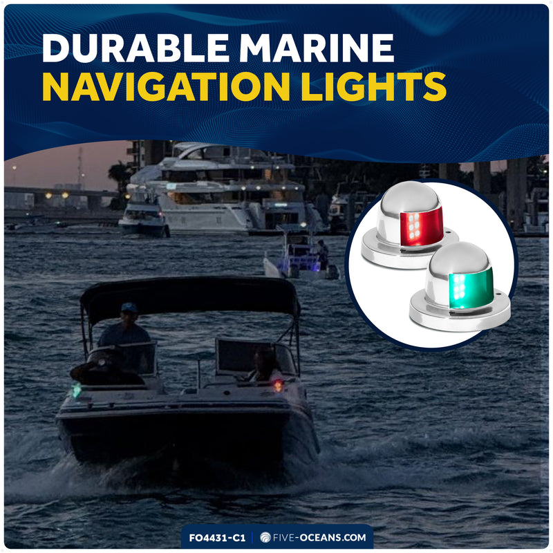 LED Navigation Side Lights - Horizontal Mount, 12V - 2NM - FO4431-C1 - Five Oceans