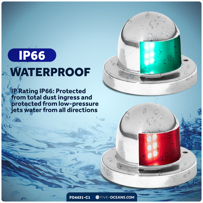 LED Navigation Side Lights - Horizontal Mount, 12V - 2NM - FO4431-C1 - Five Oceans