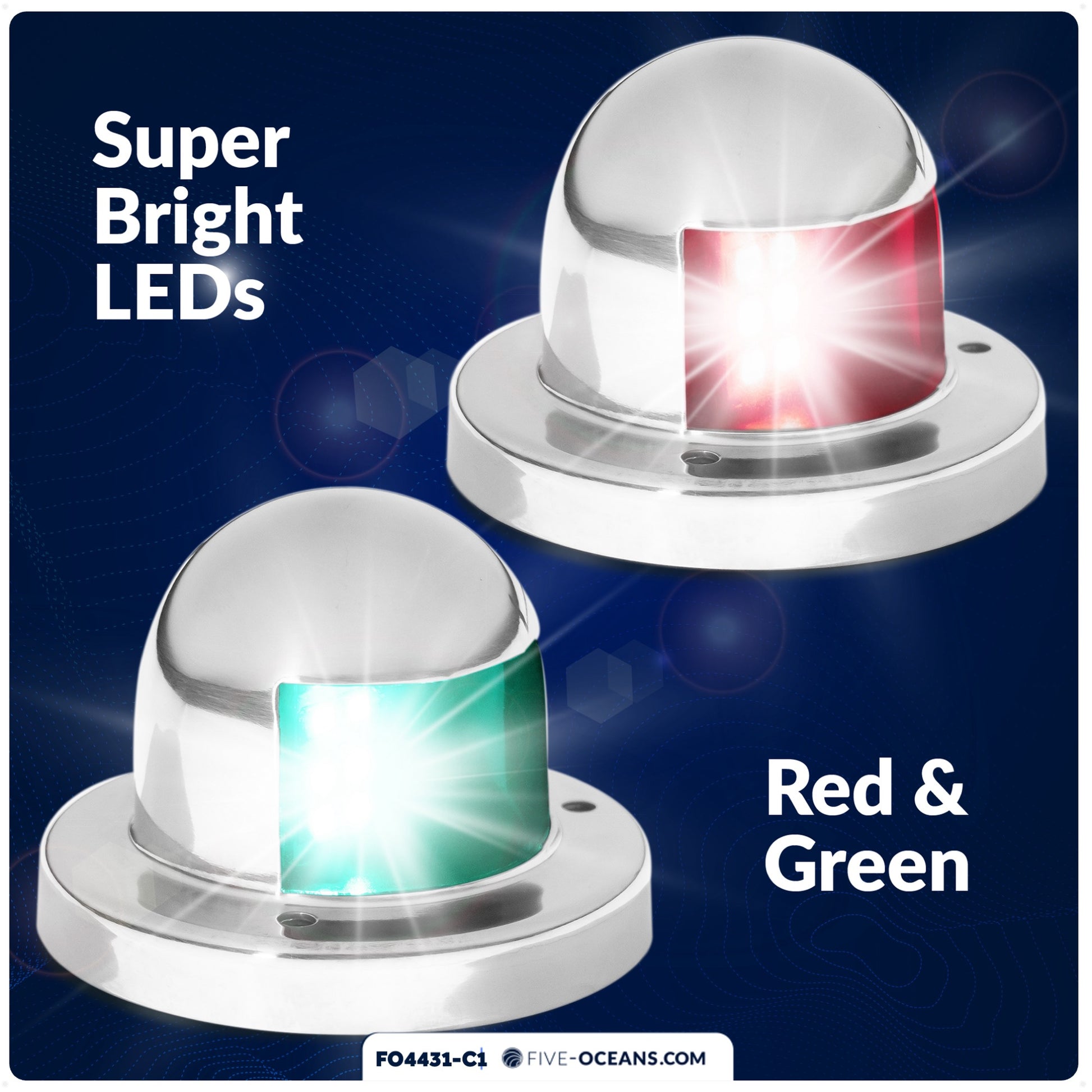 LED Bow Light set, Red and Green, Horizontal - FO4431-C1 - Five Oceans
