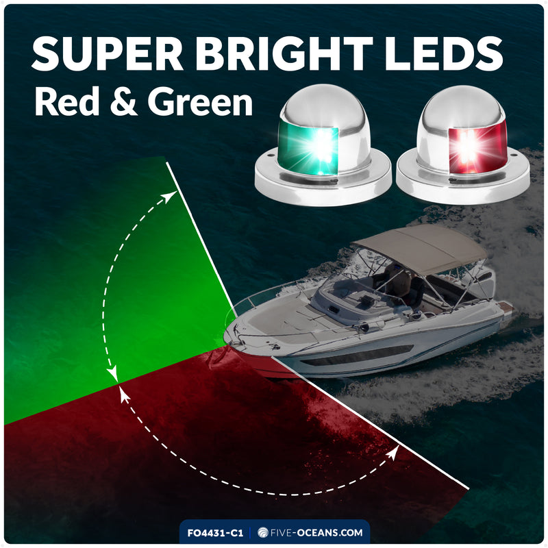 LED Navigation Side Lights - Horizontal Mount, 12V - 2NM