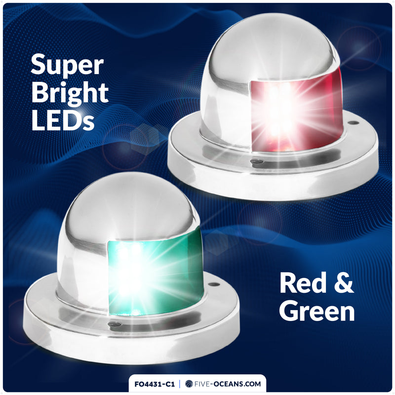 LED Navigation Side Lights - Horizontal Mount, 12V - 2NM - FO4431-C1 - Five Oceans