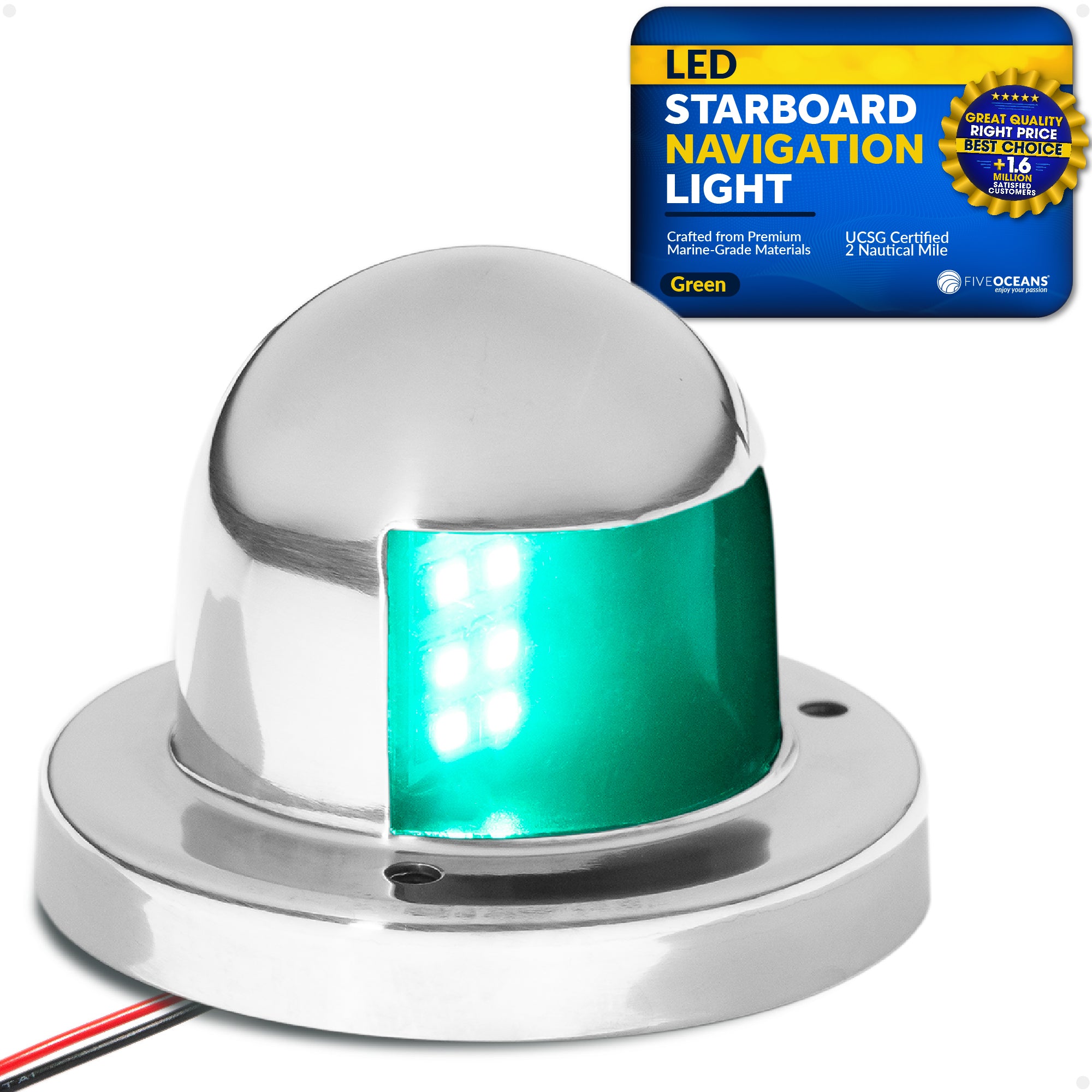 LED Bow Light, Green, Horizontal, 12V - FO4431 - Five Oceans