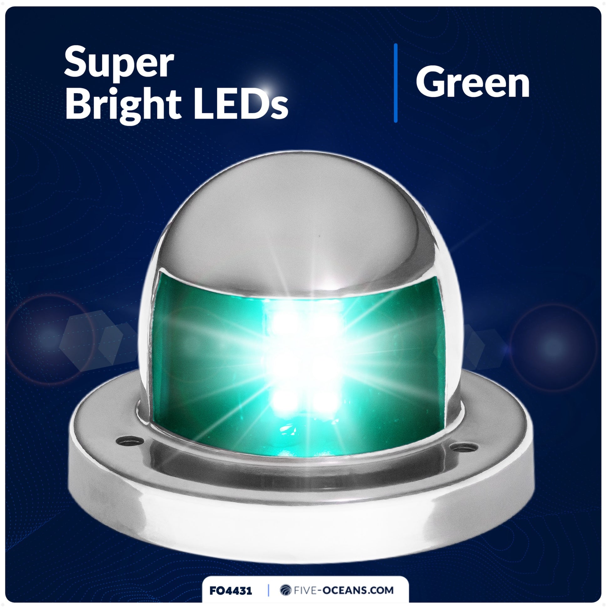 LED Bow Light, Green, Horizontal, 12V - FO4431 - Five Oceans