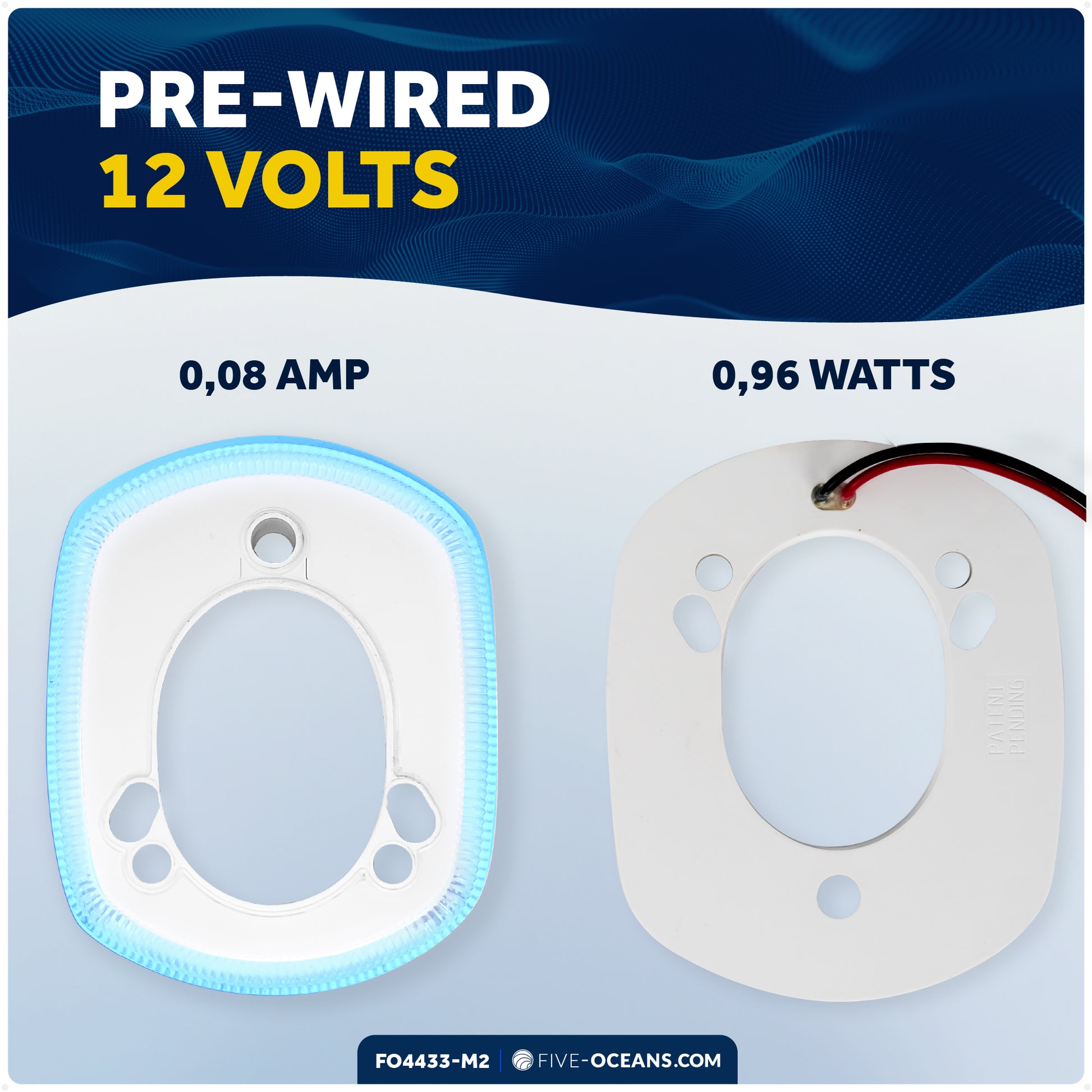 Rod Holder Accent Bezel Ring with Blue LED, 12V, 2-Pack – FO4433-M2 - Five Oceans