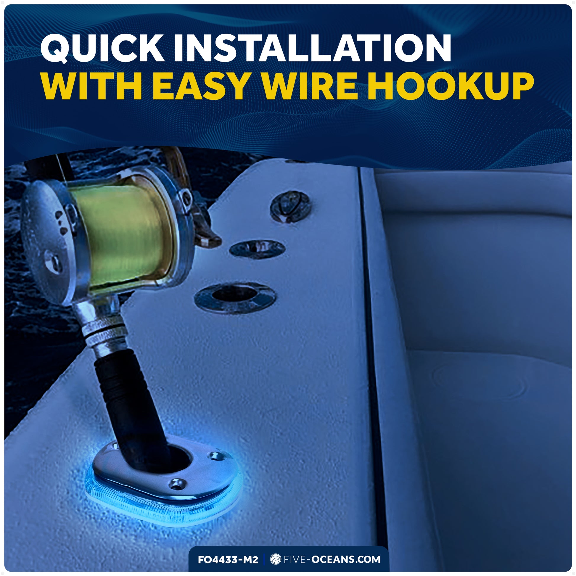 Rod Holder Accent Bezel Ring with Blue LED, 12V, 2-Pack – FO4433-M2 - Five Oceans