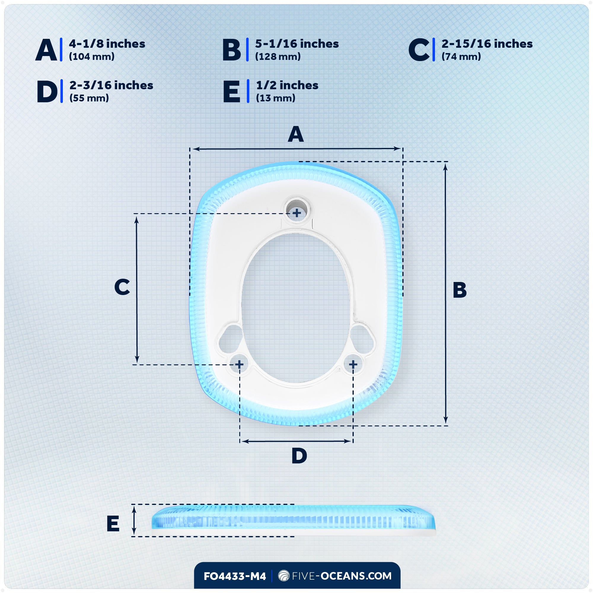 Rod Holder Accent Bezel Ring with Blue LED, 12V, 4-Pack – FO4433-M4 - Five Oceans