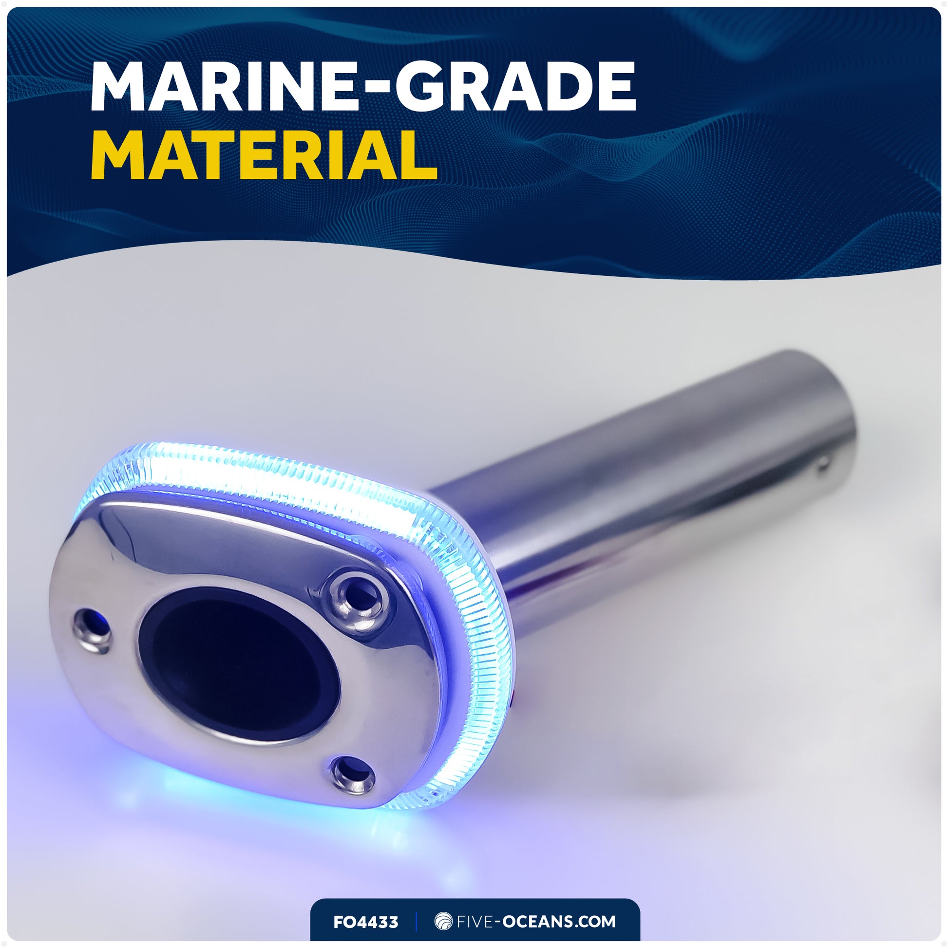 Rod Holder Accent Bezel Ring with Blue LED, 12V – FO4433 - Five Oceans