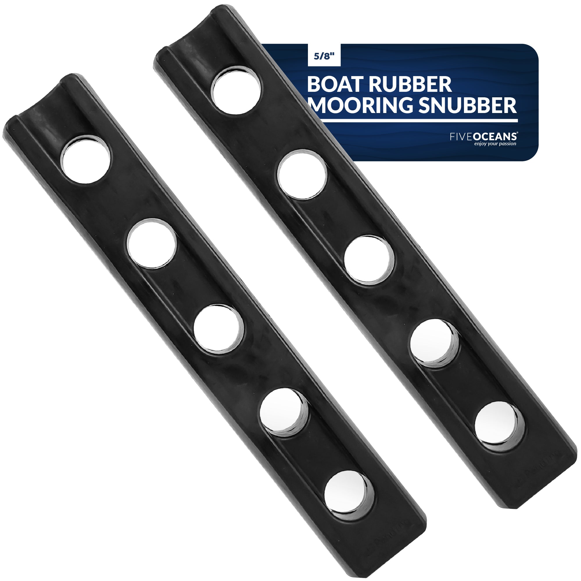 Boat Rubber Mooring Snubber, Compatible with 5/8 in - 13/16 in Dock Lines, Made of EPDM Rubber, UV-Resistant, Up to 65FT Boats, 2-Pack FO4435-M2 - Five Oceans
