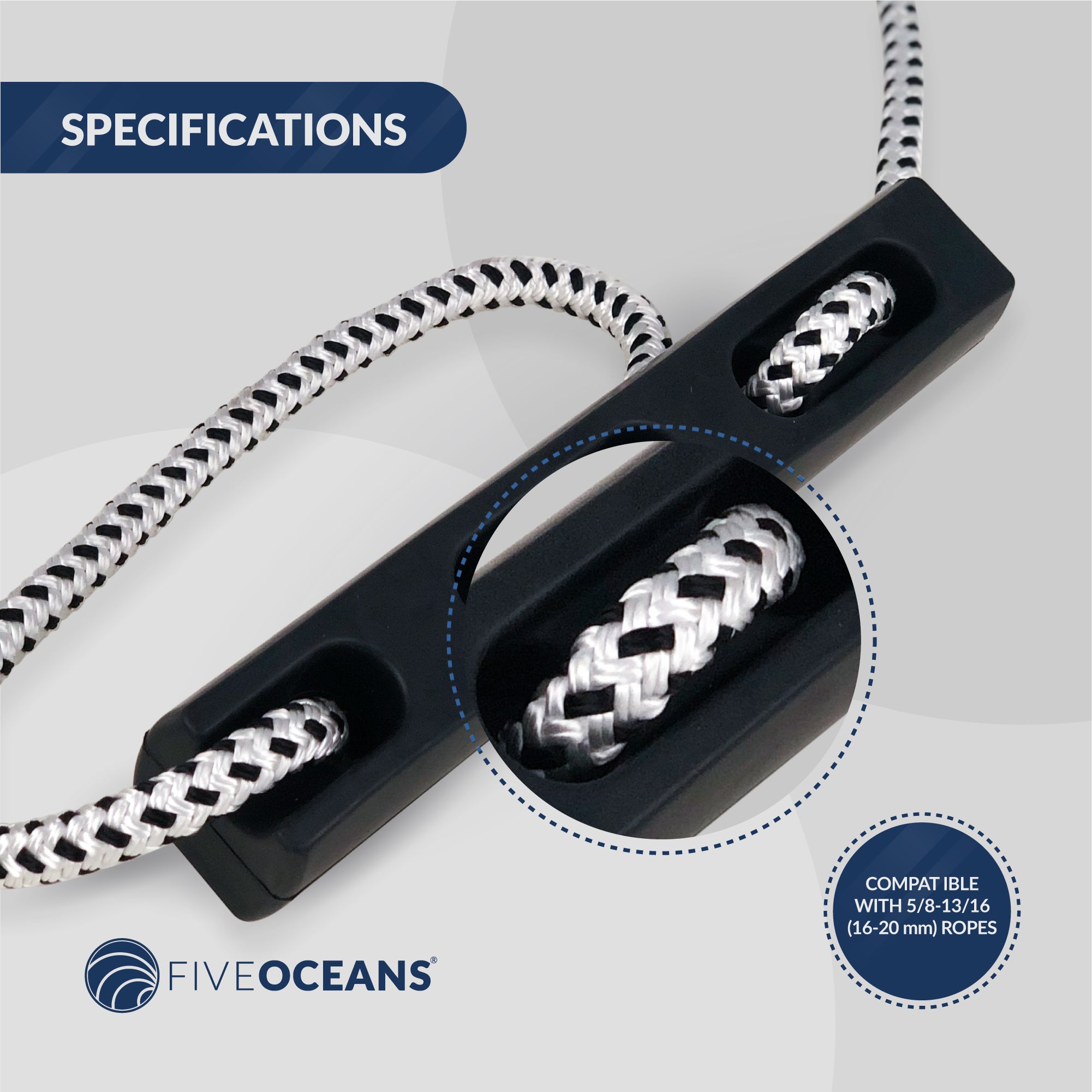 Marine Rubber Boat Dock Line Snubbers, 13/16" to 7/8" Rope (20mm-22mm), EPDM Rubber, 2-Pack - FO4435-M2