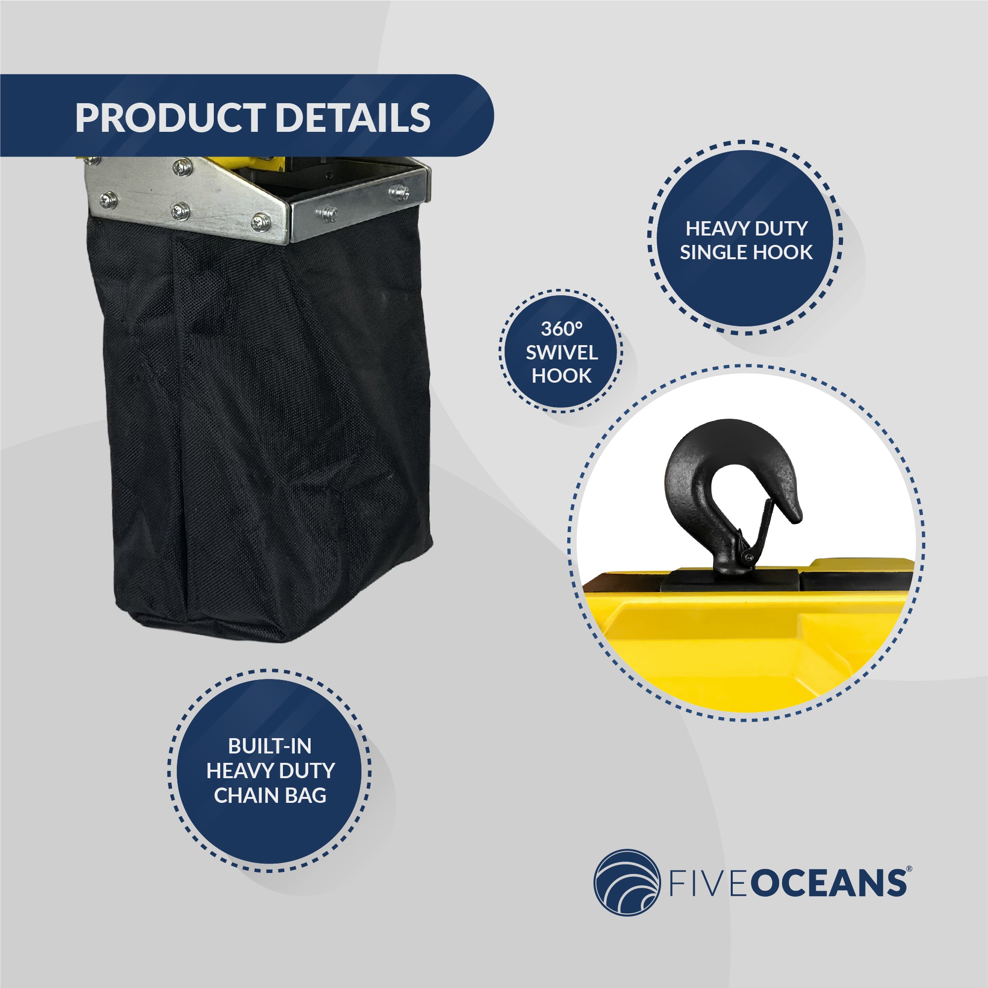 Electric Chain Hoist 330LBS / 150KG, 6 FT Remote Control, 120 V / 60 HZ - FO4437 - Five Oceans