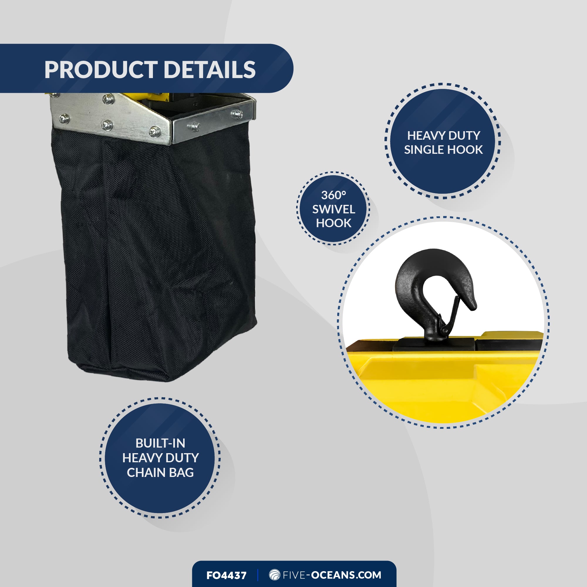 330Lb / 150Kg Electric Chain Hoist with 6Ft Cable Control, 120V AC - FO4437