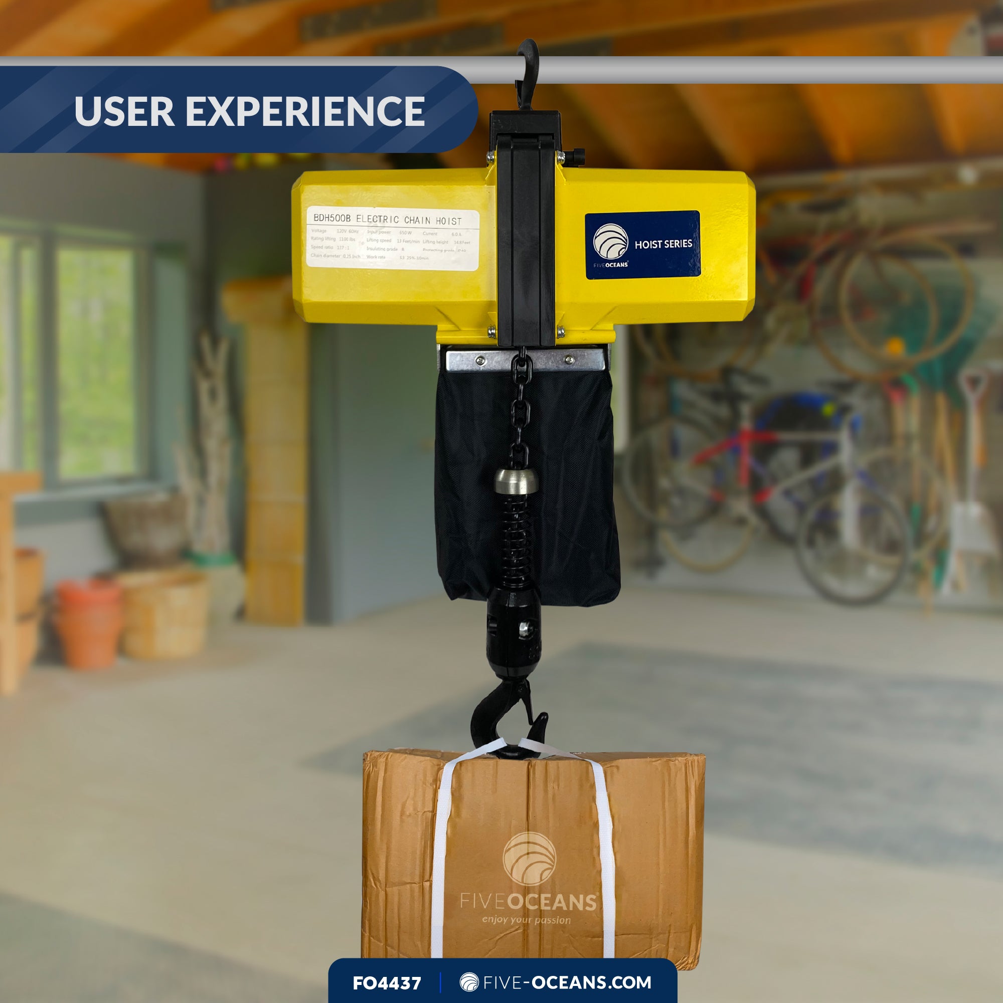 330Lb / 150Kg Electric Chain Hoist with 6Ft Cable Control, 120V AC - FO4437