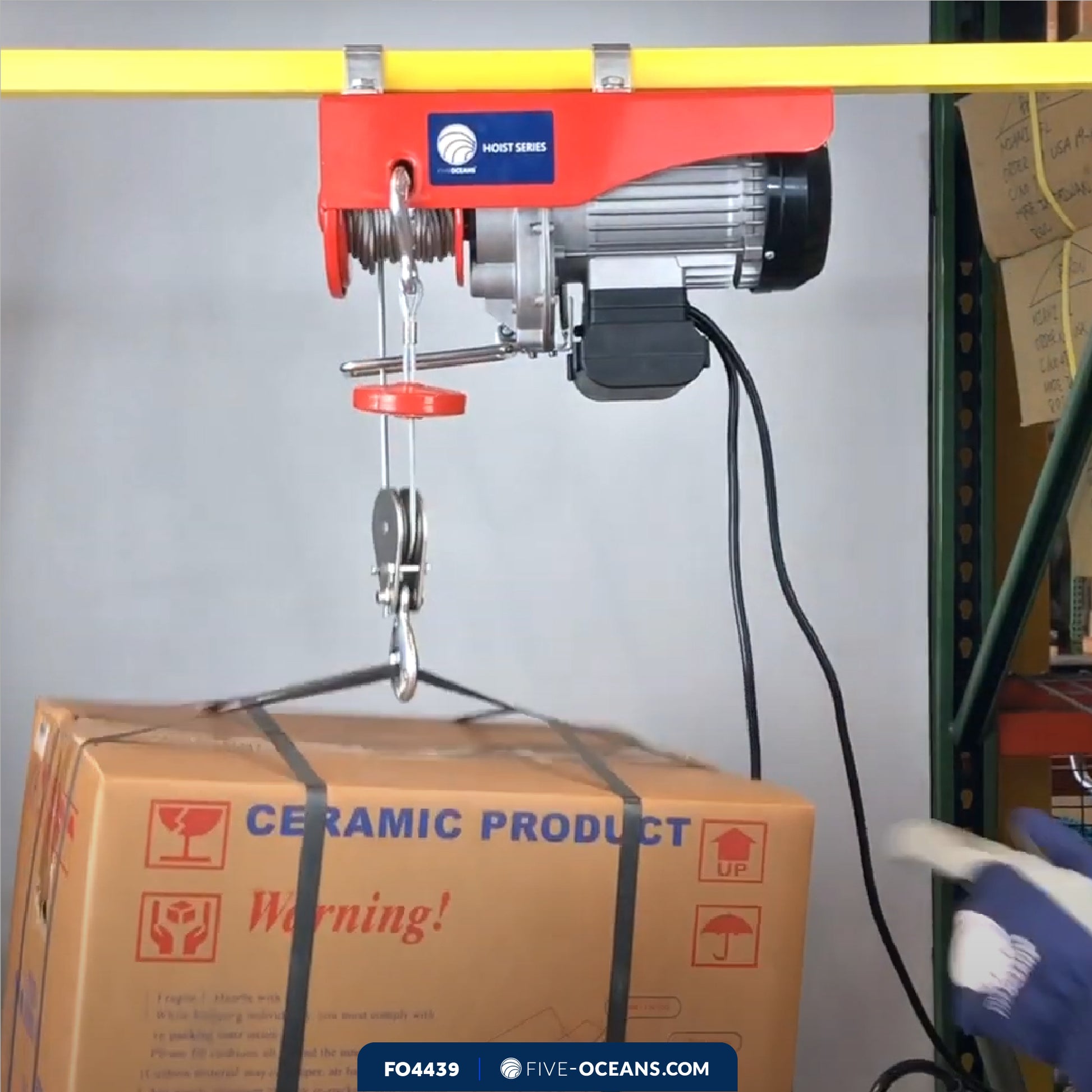 440 Lb.  Electric Hoist with 20Ft Cable Control, 120V AC - FO4439 - Five Oceans