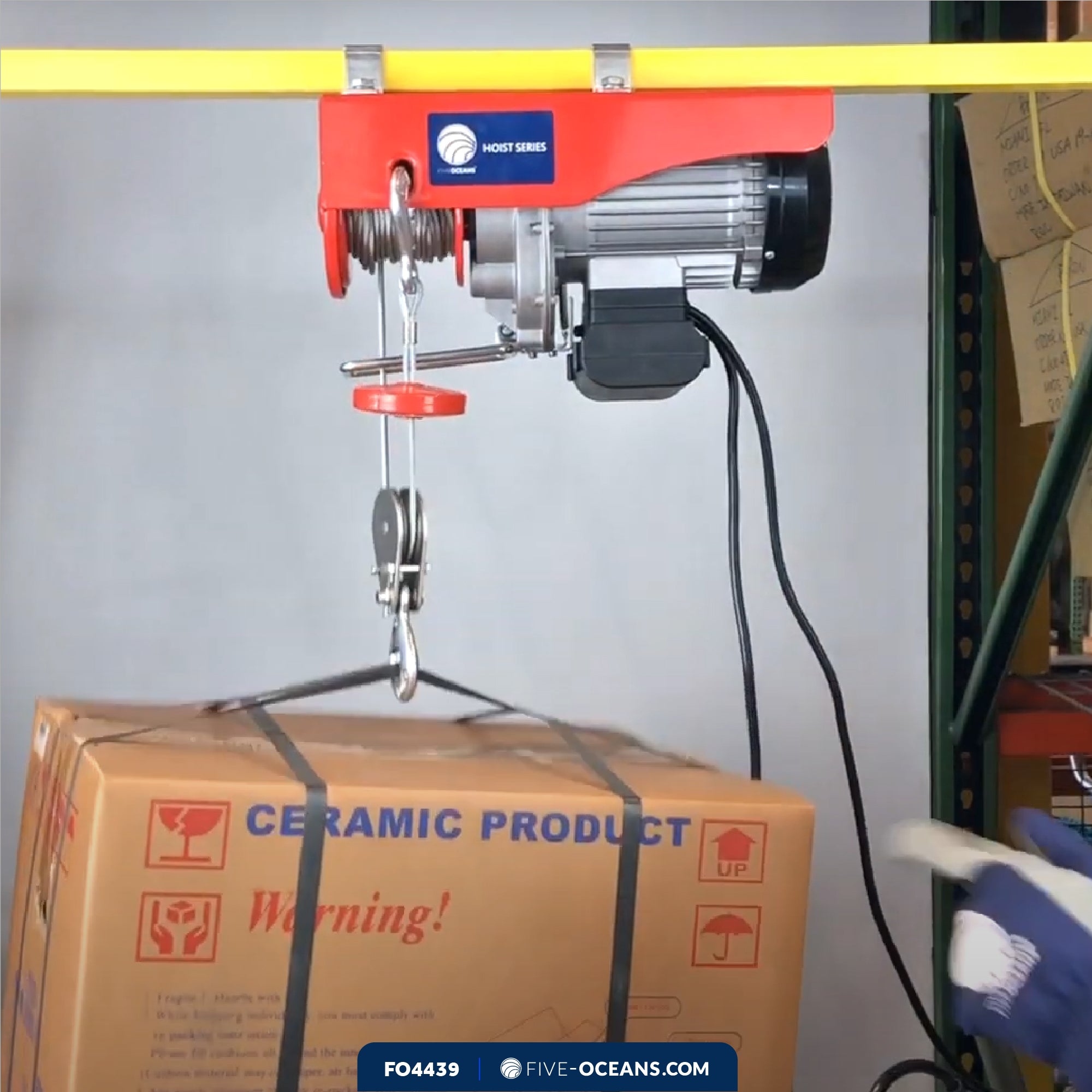 440 Lb.  Electric Hoist with 20Ft Cable Control, 120V AC - FO4439 - Five Oceans