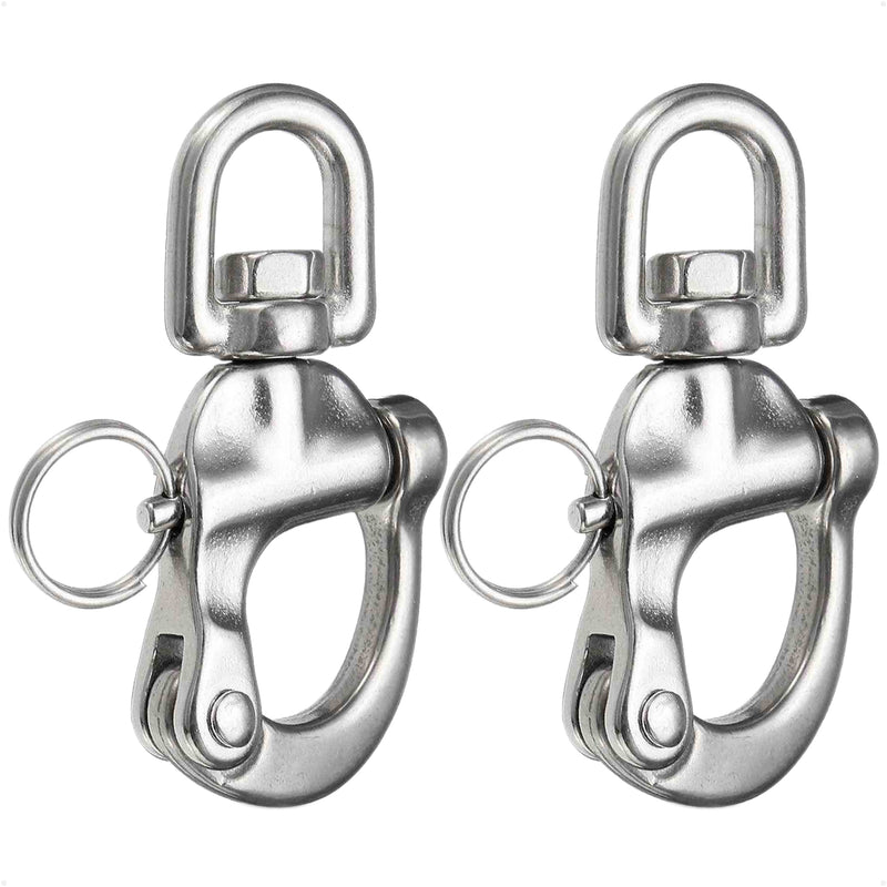 3-1/2" Pin Release Snap Shackle with Swivel Eye, AISI316 Stainless Steel, 2-Pack - FO444-M2 - Five Oceans