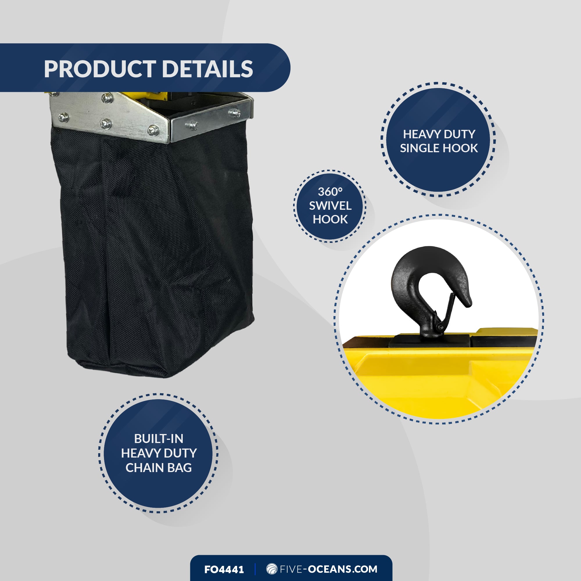 660Lb / 300Kg Electric Chain Hoist with 20Ft Cable Control, 120V AC - FO4441