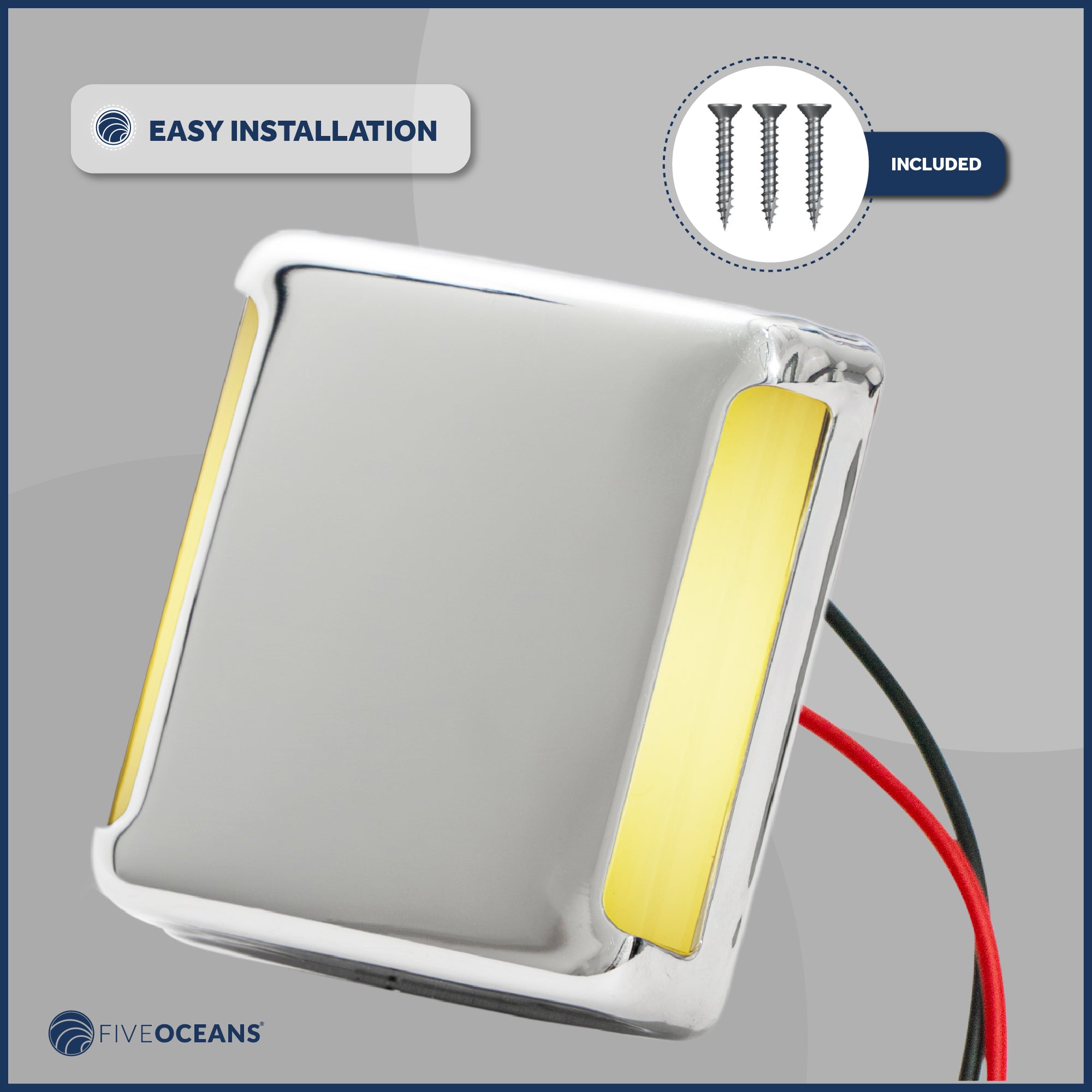 1-13/16" Square LED Surface-Mount Courtesy / Companionway Light, Warm White, 12V, 2-Pack - FO4457-M2