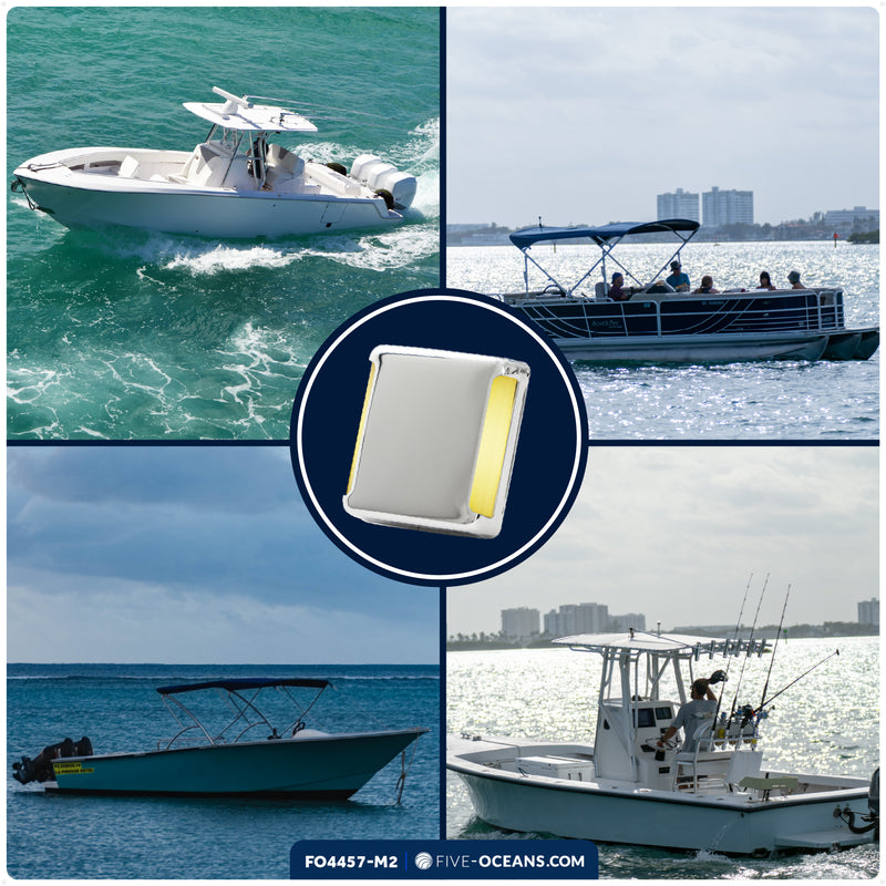 1-13/16" Square LED Surface-Mount Courtesy / Companionway Light, Warm White, 12V, 2-Pack - FO4457-M2 - Five Oceans