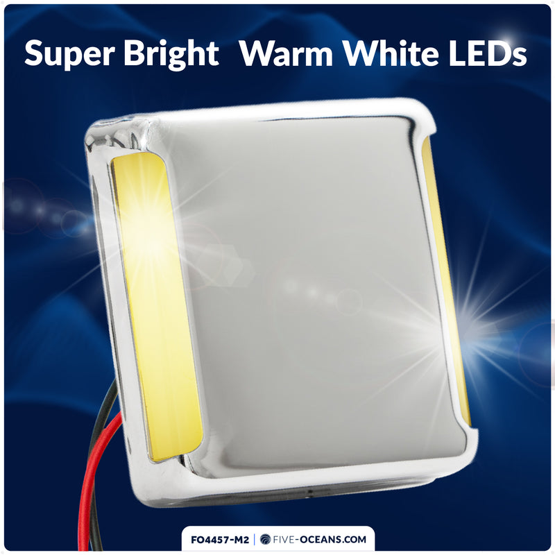 1-13/16" Square LED Surface-Mount Courtesy / Companionway Light, Warm White, 12V, 2-Pack - FO4457-M2 - Five Oceans