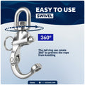 5" Pin Release Snap Shackle with Swivel Eye, AISI316 Stainless Steel - FO445 - Five Oceans