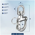 5" Pin Release Snap Shackle with Swivel Eye, AISI316 Stainless Steel - FO445 - Five Oceans