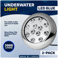 LED Underwater Light, Blue, AISI316 Stainless Stee, 10-30V, 2-Pack - FO4461-M2 - Five Oceans
