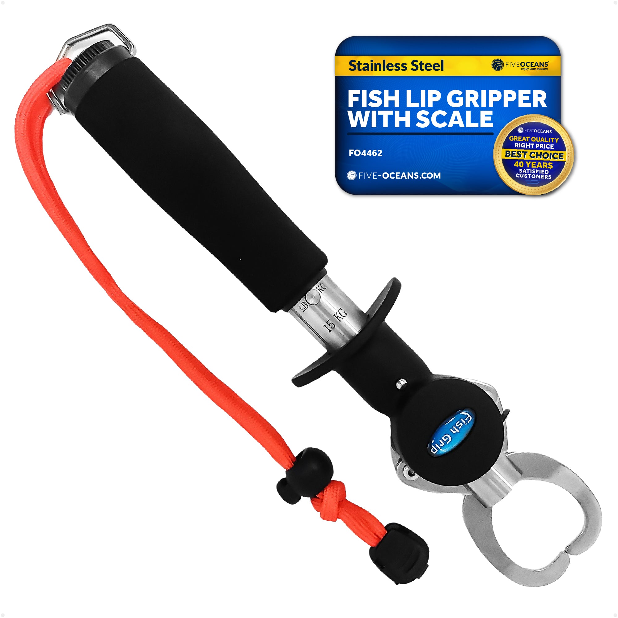 Stainless Steel Fish Lip Gripper with Scale and EVA Control Handle - FO4462