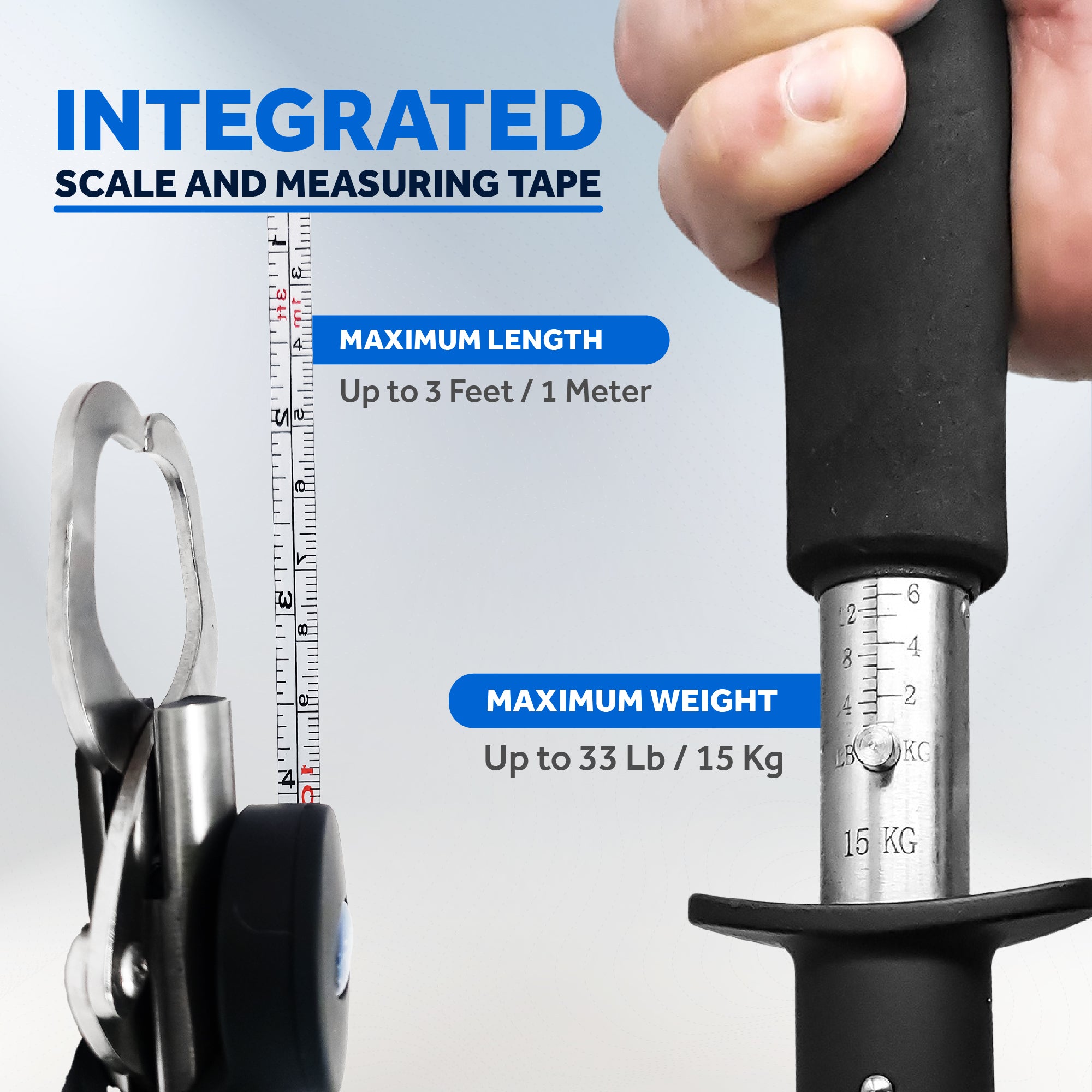 Stainless Steel Fish Lip Gripper with Scale and EVA Control Handle - FO4462 - Five Oceans