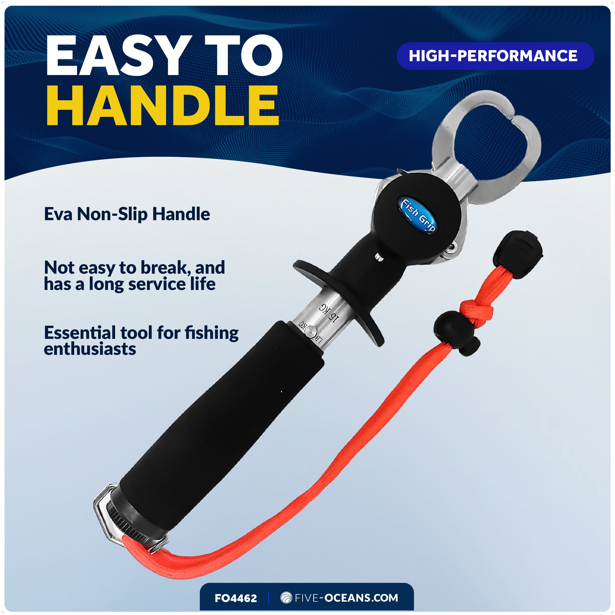 Stainless Steel Fish Lip Gripper with Scale and EVA Control Handle - FO4462