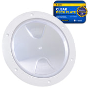 4" Deck Plate, Round White with Clear Lid - FO4463 - Five Oceans