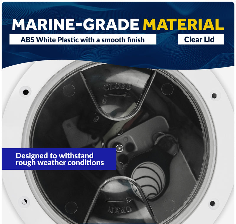 Deck Plate, Round Screw-in, White with Clear Lid - Five Oceans
