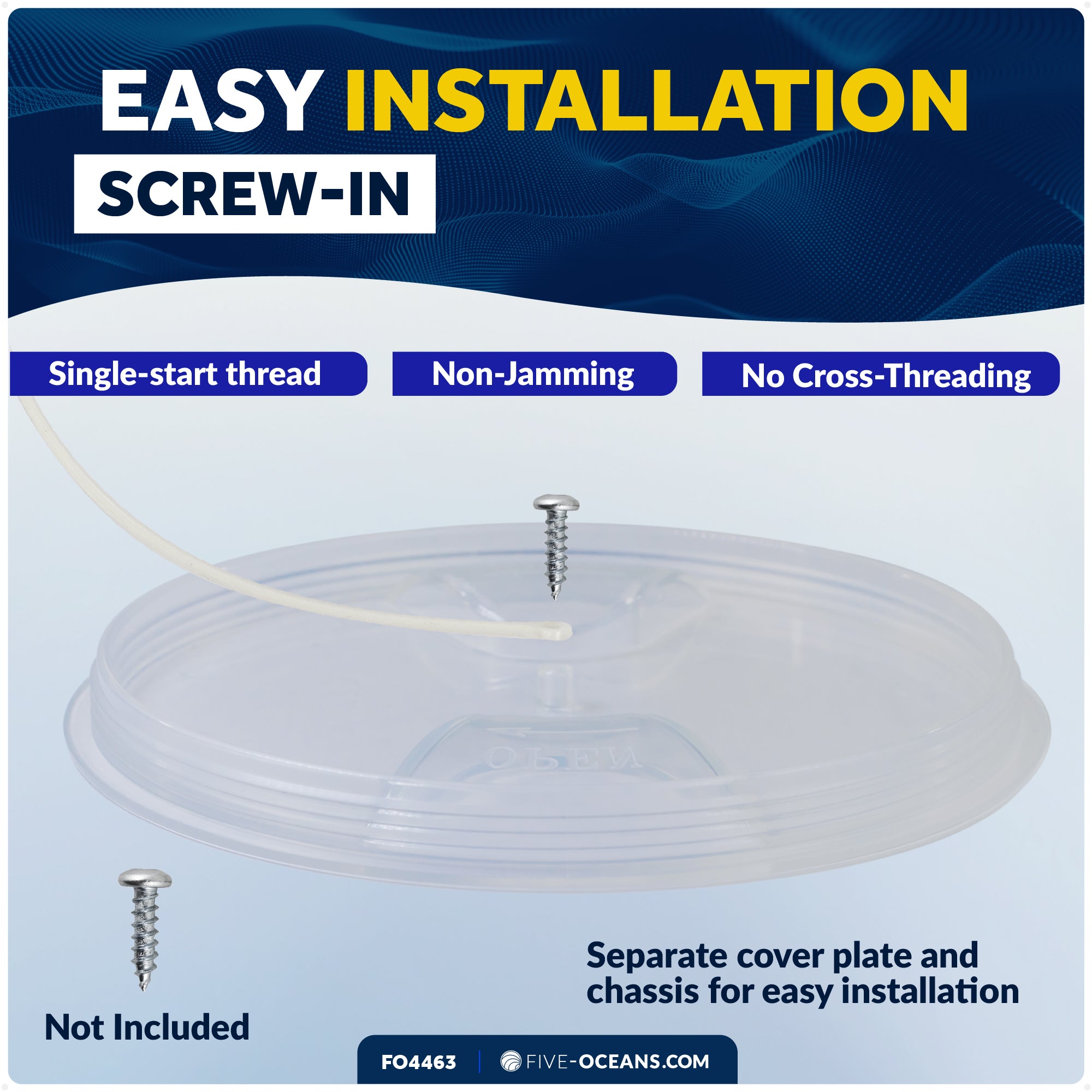 4" Deck Plate, Round White with Clear Lid - FO4463