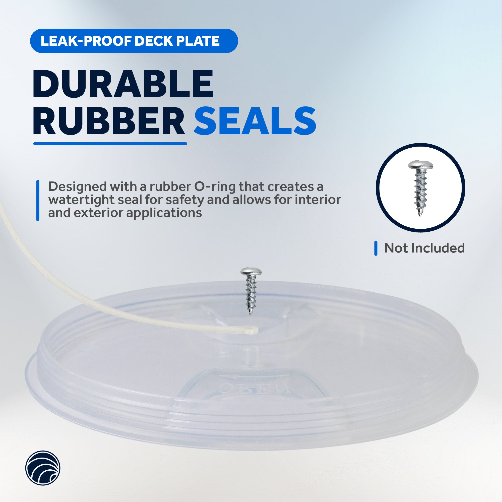 4" Deck Plate, Round White with Clear Lid - FO4463 - Five Oceans