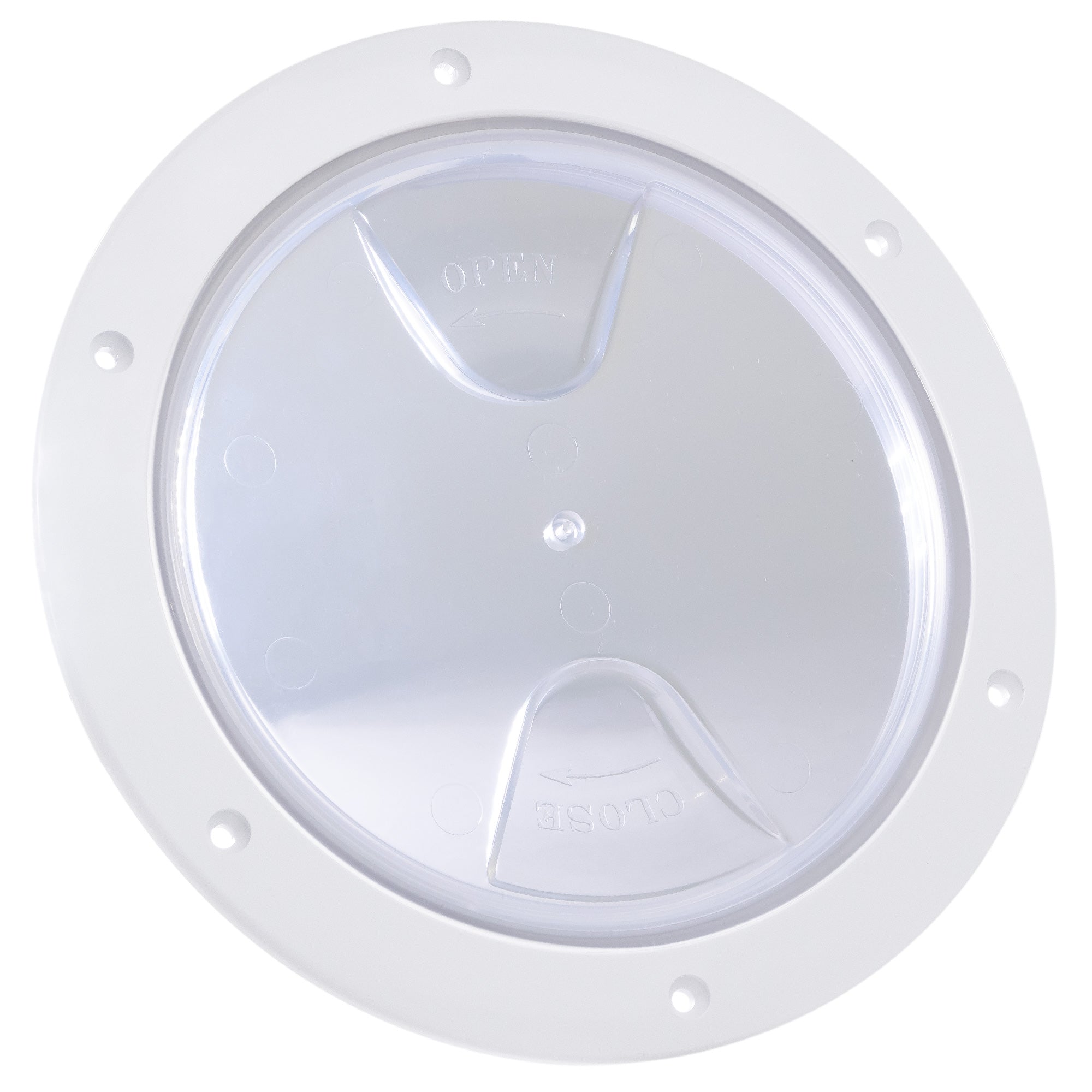 4" Deck Plate, Round White with Clear Lid - FO4463