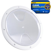 8" Deck Plate, Round White with Clear Lid - FO4466 - Five Oceans