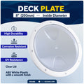 8" Deck Plate, Round Screw-in, White with Clear Lid - FO4466 - Five Oceans