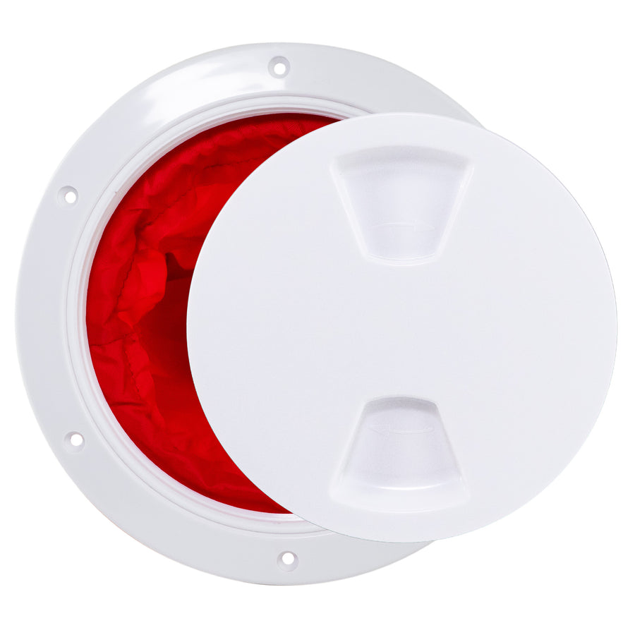 6" Deck Plate with Storage Bag, Round Screw-in, White - FO4467 - Five Oceans