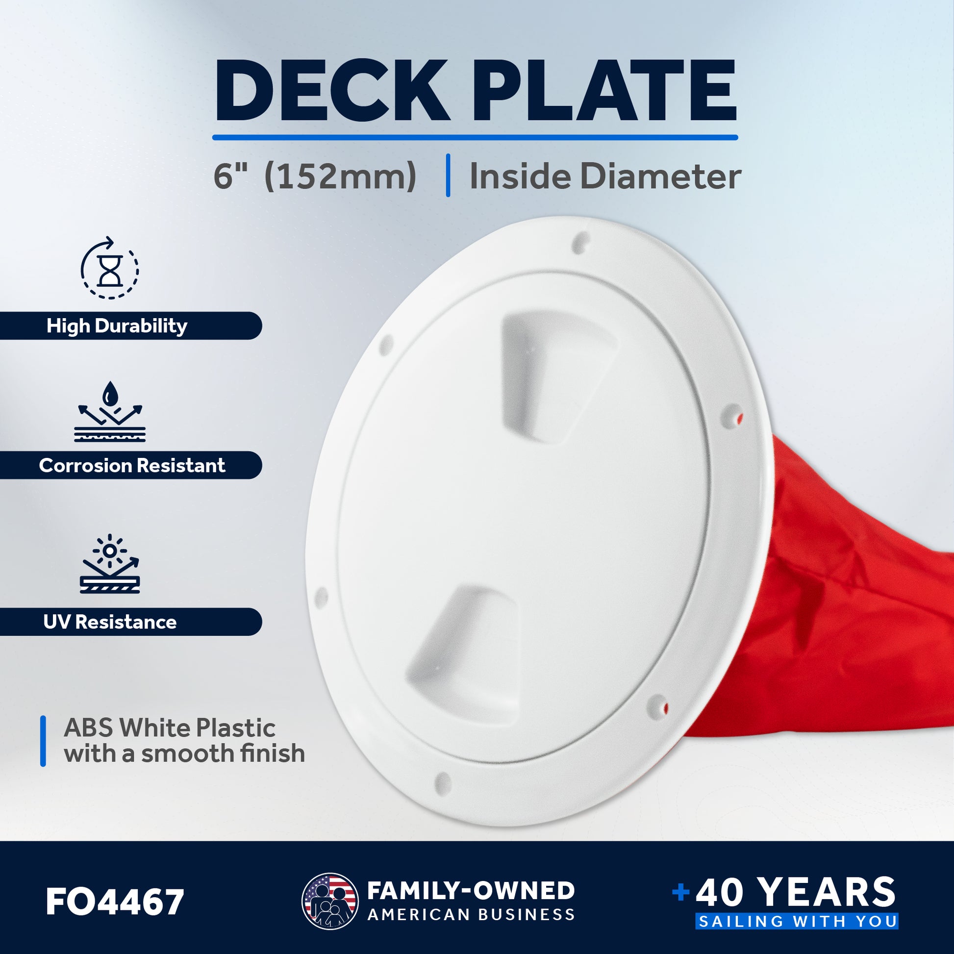 6" Deck Plate with Storage Bag, Round White - FO4467 - Five Oceans