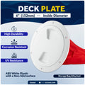 6" Deck Plate with Storage Bag, Round Screw-in, White - FO4467 - Five Oceans