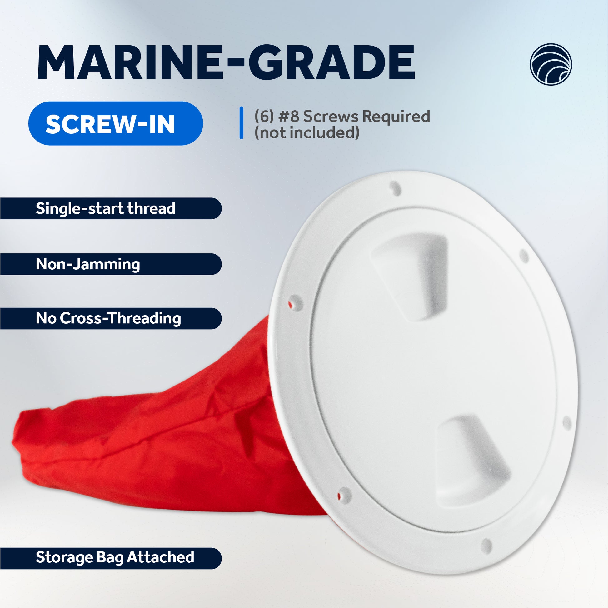 6" Deck Plate with Storage Bag, Round White - FO4467 - Five Oceans