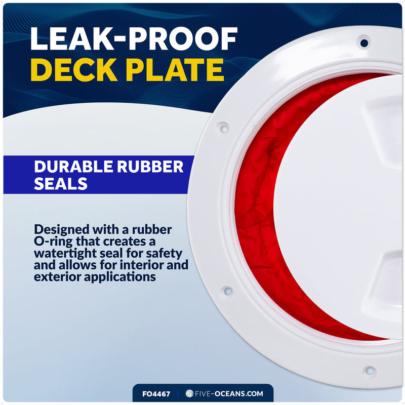 6" Deck Plate with Storage Bag, Round Screw-in, White - FO4467 - Five Oceans