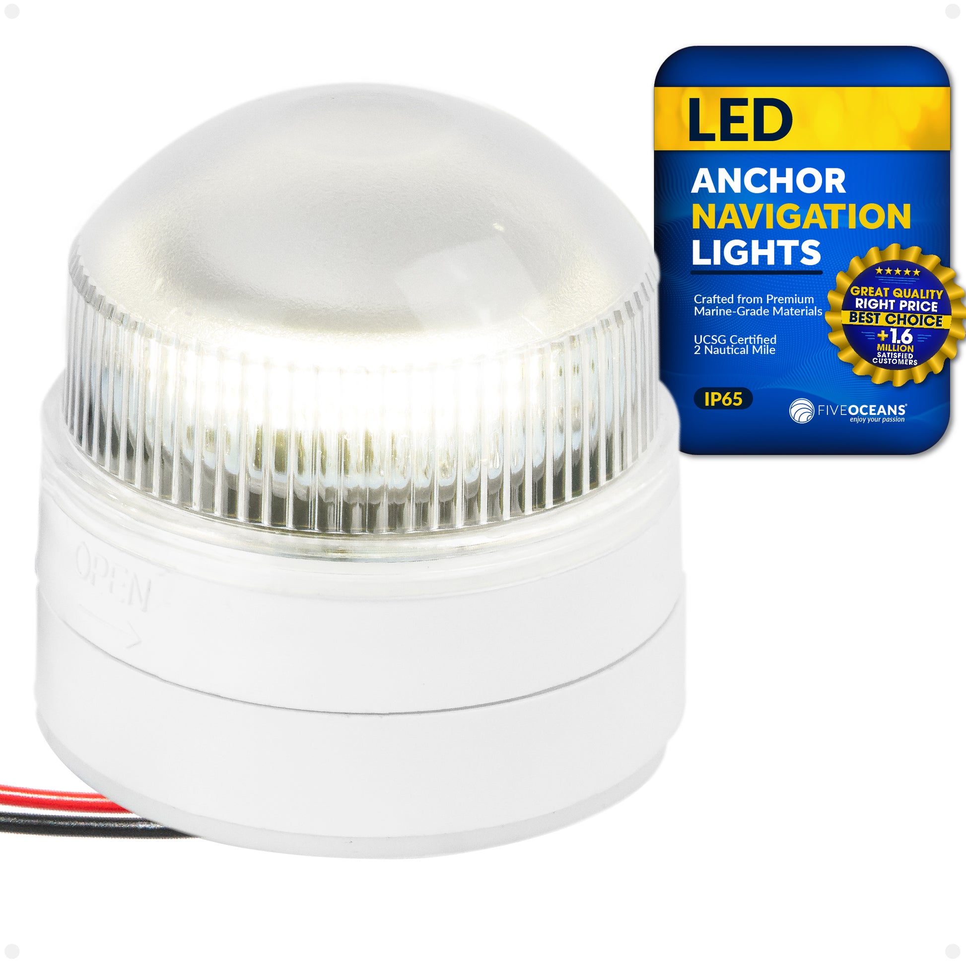 LED Anchor Navigation Lights, Fixed Mount, 2NM - FO4468 - Five Oceans