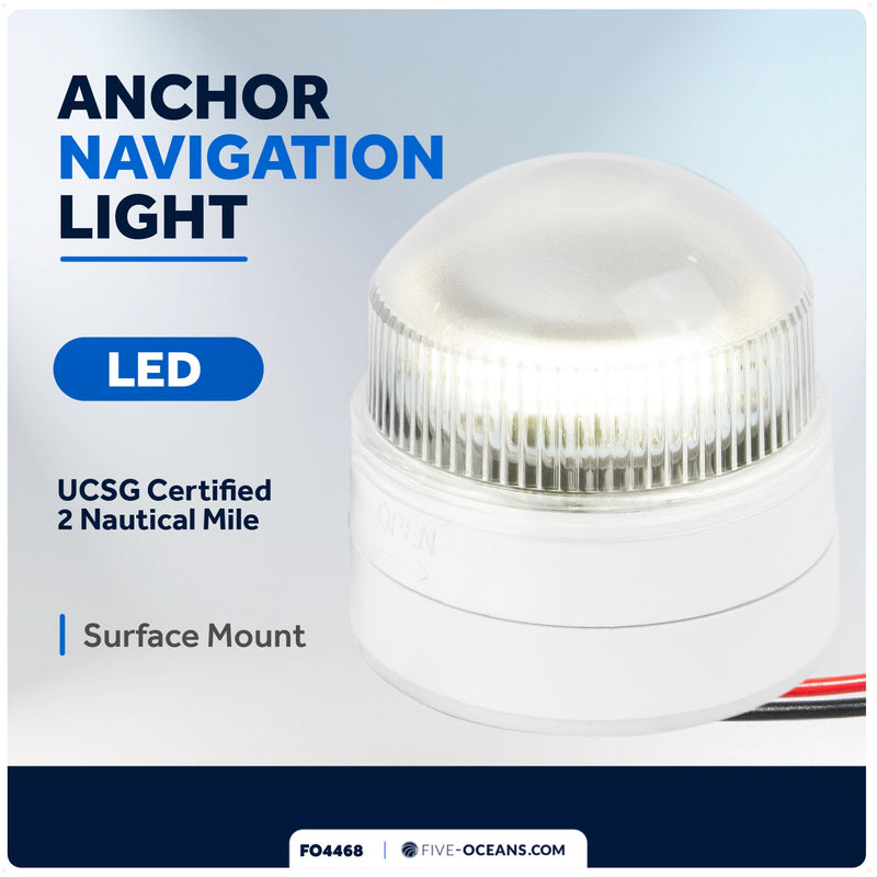 LED Anchor Navigation Light, Fixed Mount, 12V DC - 2NM - FO4468 - Five Oceans