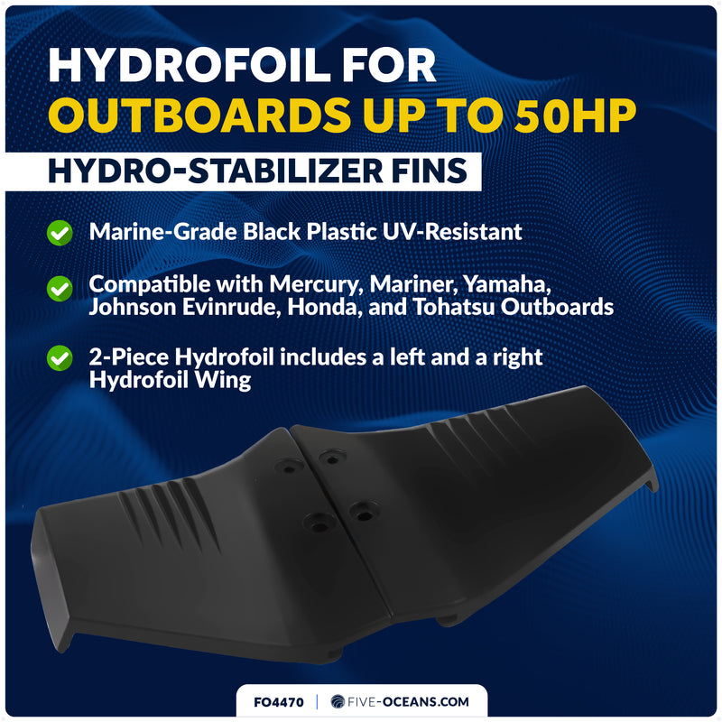 Hydrofoil for Outboard Motors Up to 50HP, Black - FO4470 - Five Oceans