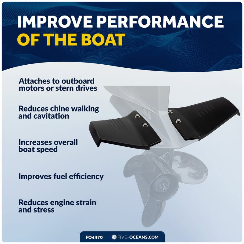 Hydrofoil for Outboard Motors Up to 50HP, Black - FO4470 - Five Oceans