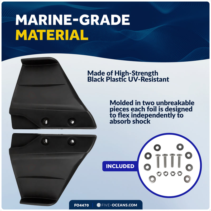 Hydrofoil for Outboard Motors Up to 50HP, Black - FO4470 - Five Oceans